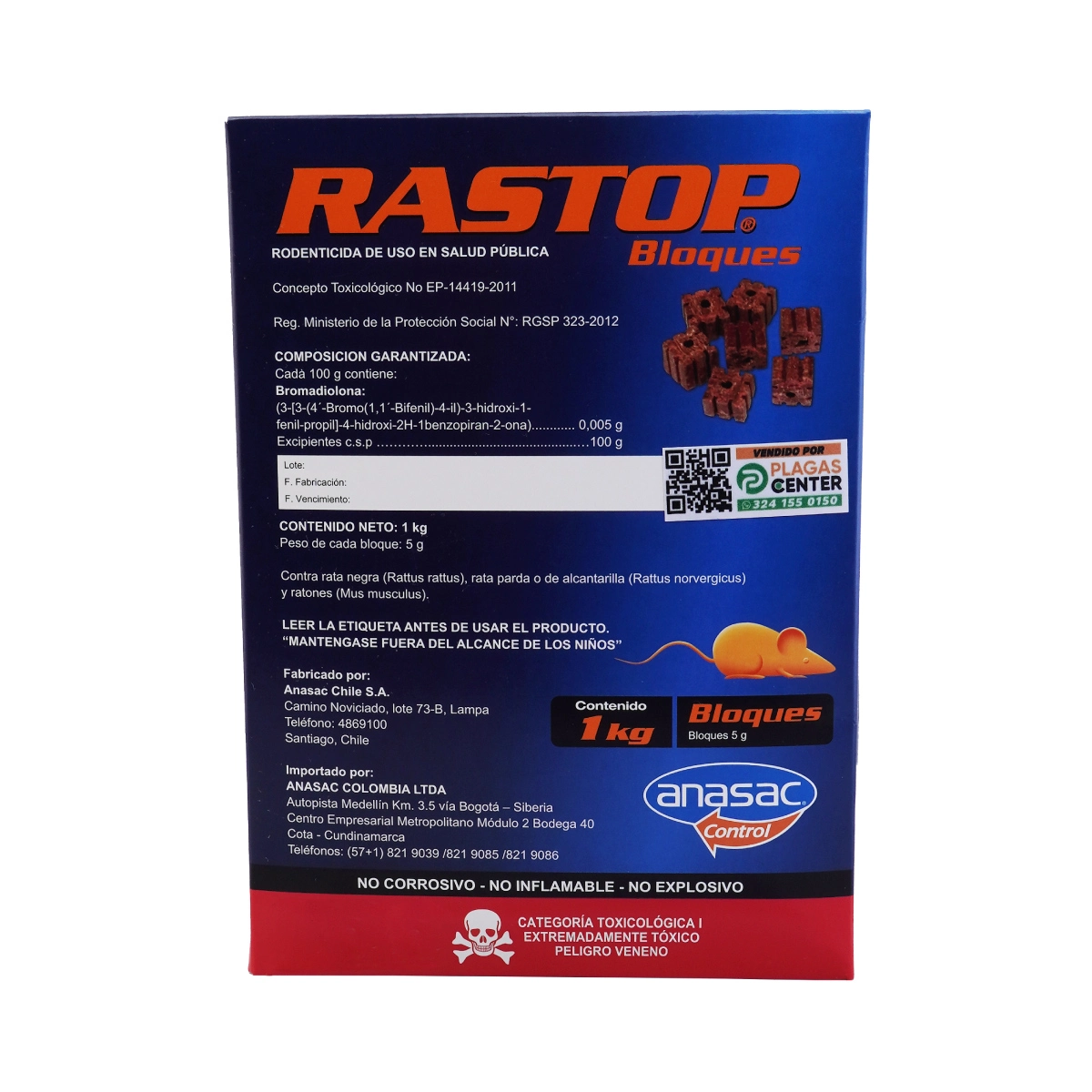 Rodenticida Rastop en Bloques Kilo 1 REMEDIO-RODENTICIDA-PARA-RATAS-RASTOP-BLOQUES-ANASAC-CONTROL