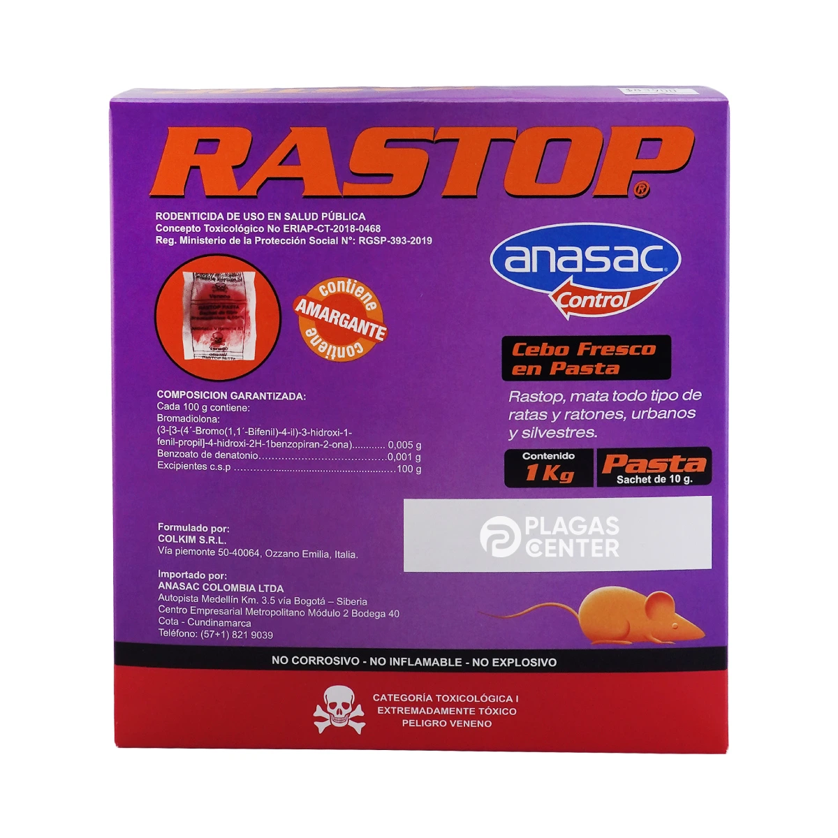 Rodenticida Rastop Pasta Kilo 1 RODENTICIDA-RASTOP-PASTA-ANASAC-CONTROL-VENENO PARA RATAS
