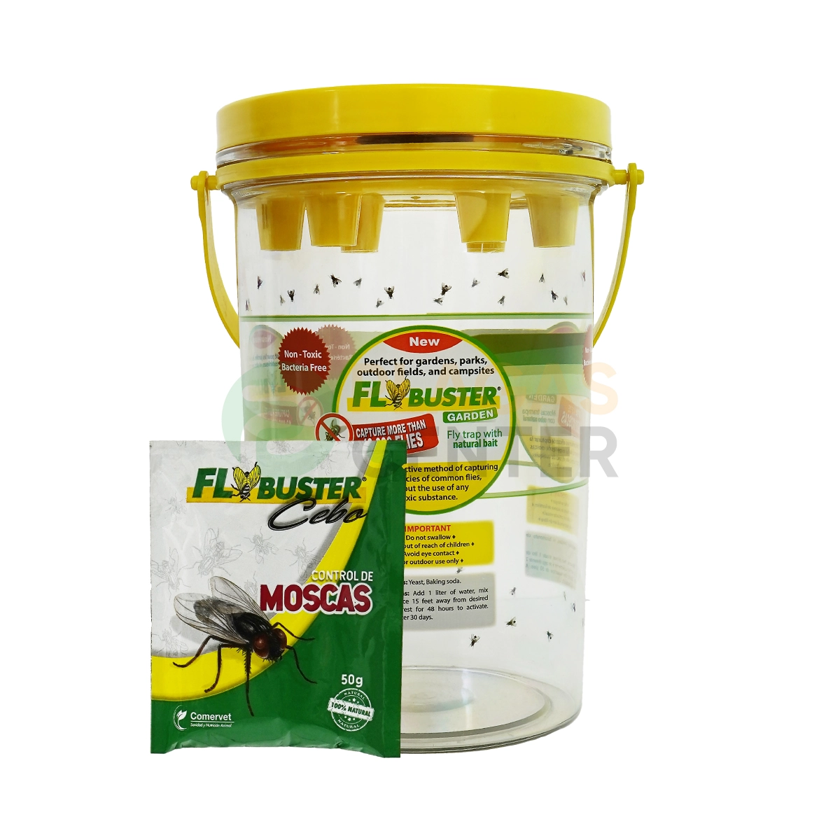 Combo Jardín: Fly Buster Trampa 2 Lts + Cebo 50 Grs 1 FLY-BUSTER-TRAMPA-2-LTS-+-CEBO-50-GRS