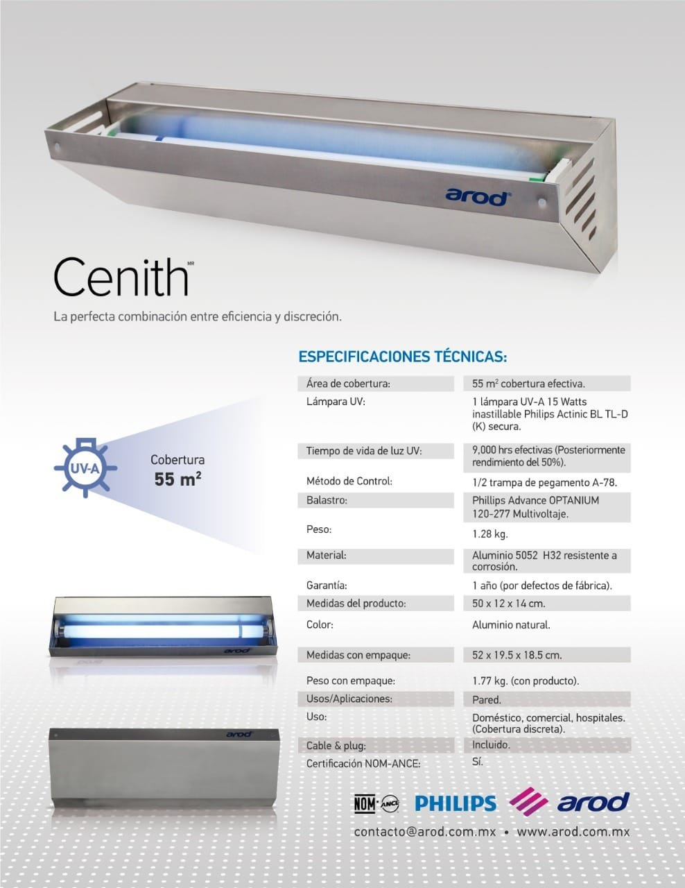 Lámpara Cenith UV-A Aluminio Arod - Atrapa Insectos 3 LAMPARA CENITH