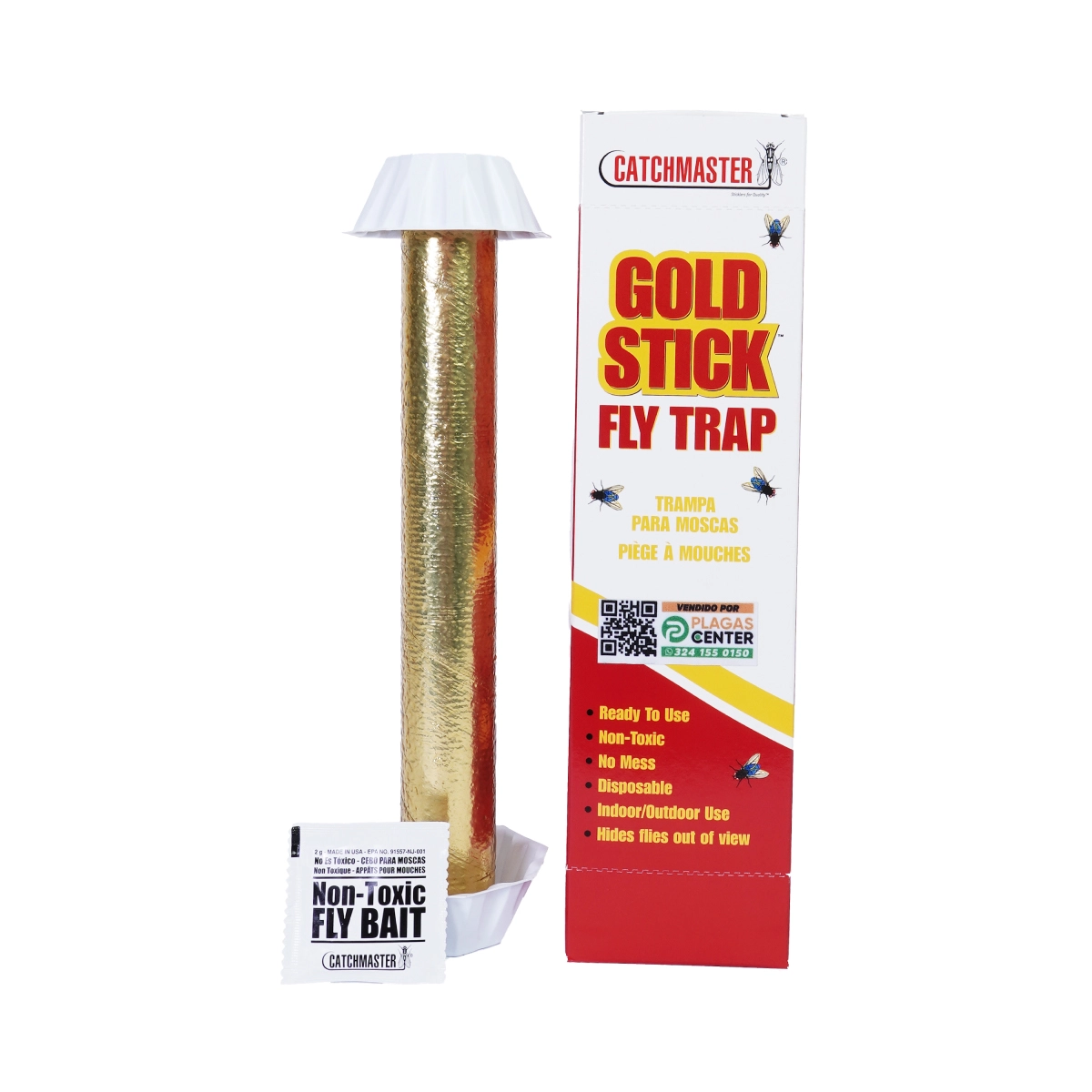 Combo Atrapa Moscas: Gold Stick + Fly Ribbon * 4 2 TRAMPA-DE-PEGAMENTO-PARA-MOSCAS-GOLD-STICK-DE-CATCHMASTER-MEDELLIN