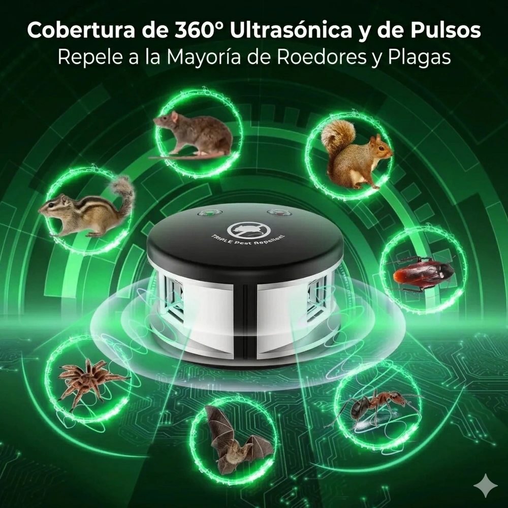 Ultrasonido Anti Roedores y Murciélagos Dual Ultrasonic Speakers 3 Repelente-electronico-de-de-ratas-y-cucarachas