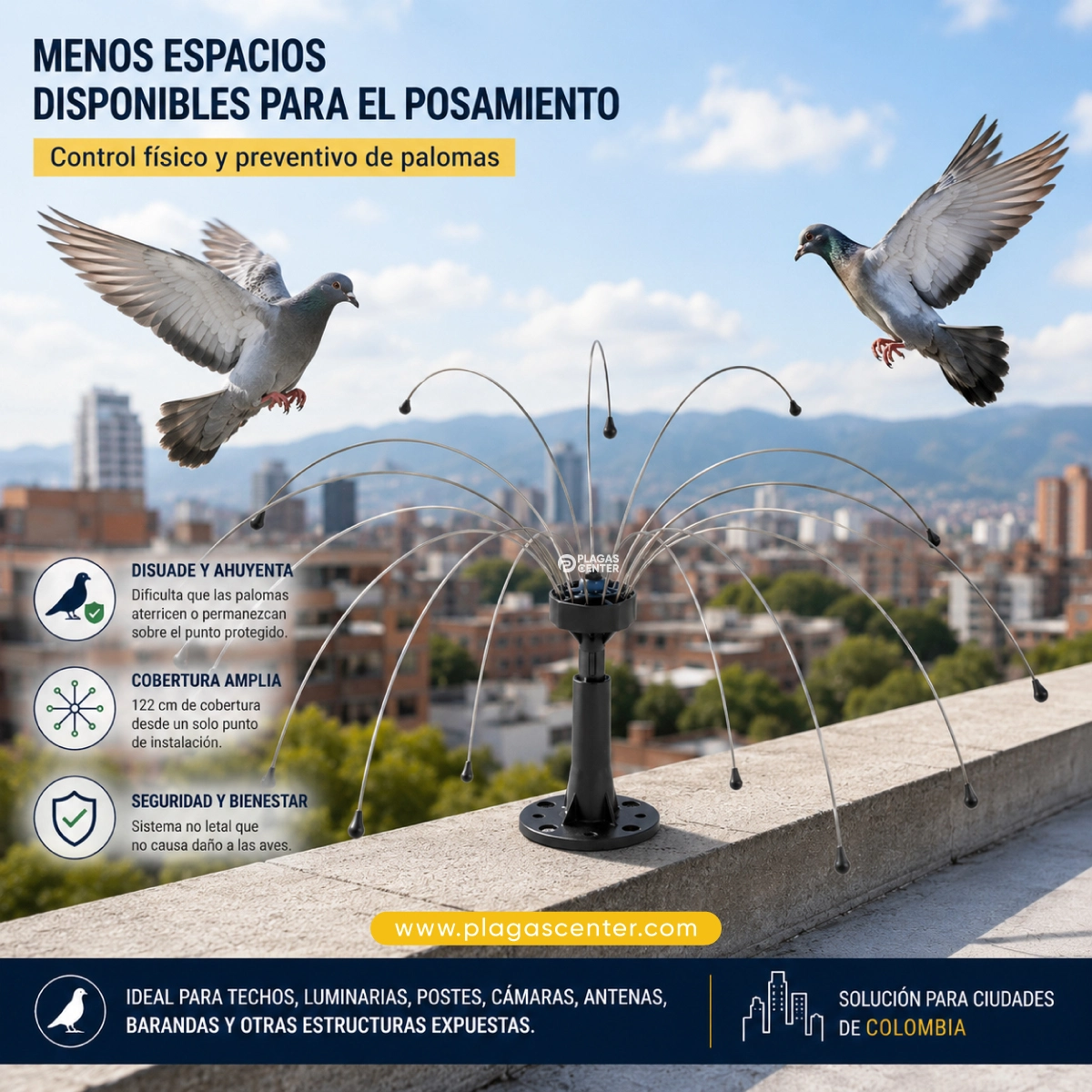 Sombrilla ahuyentadora de aves 3 Ahuyentador aves urbanas estructura completa