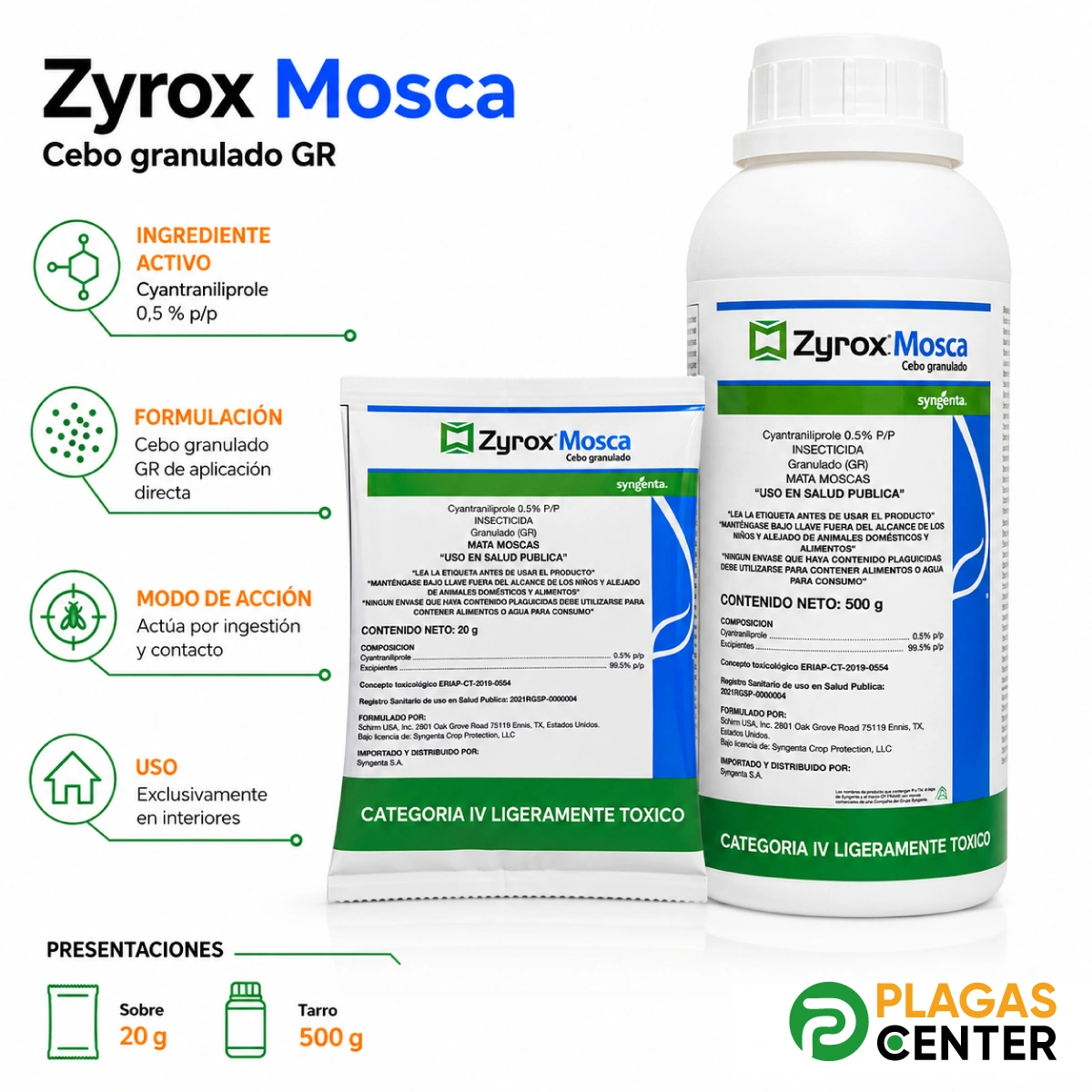 Cebo insecticida zyrox mosca granulado