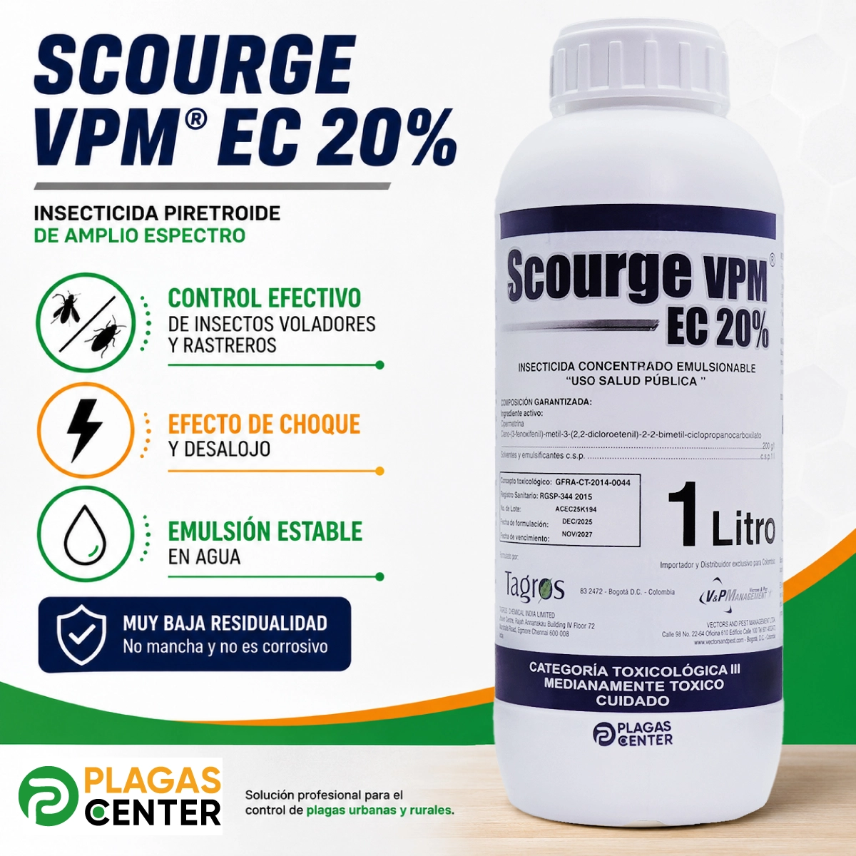 Insecticida Scourge VPM EC 20% Litro 5 Insecticida Scourge VPM EC 20% Litro - Imagen 5