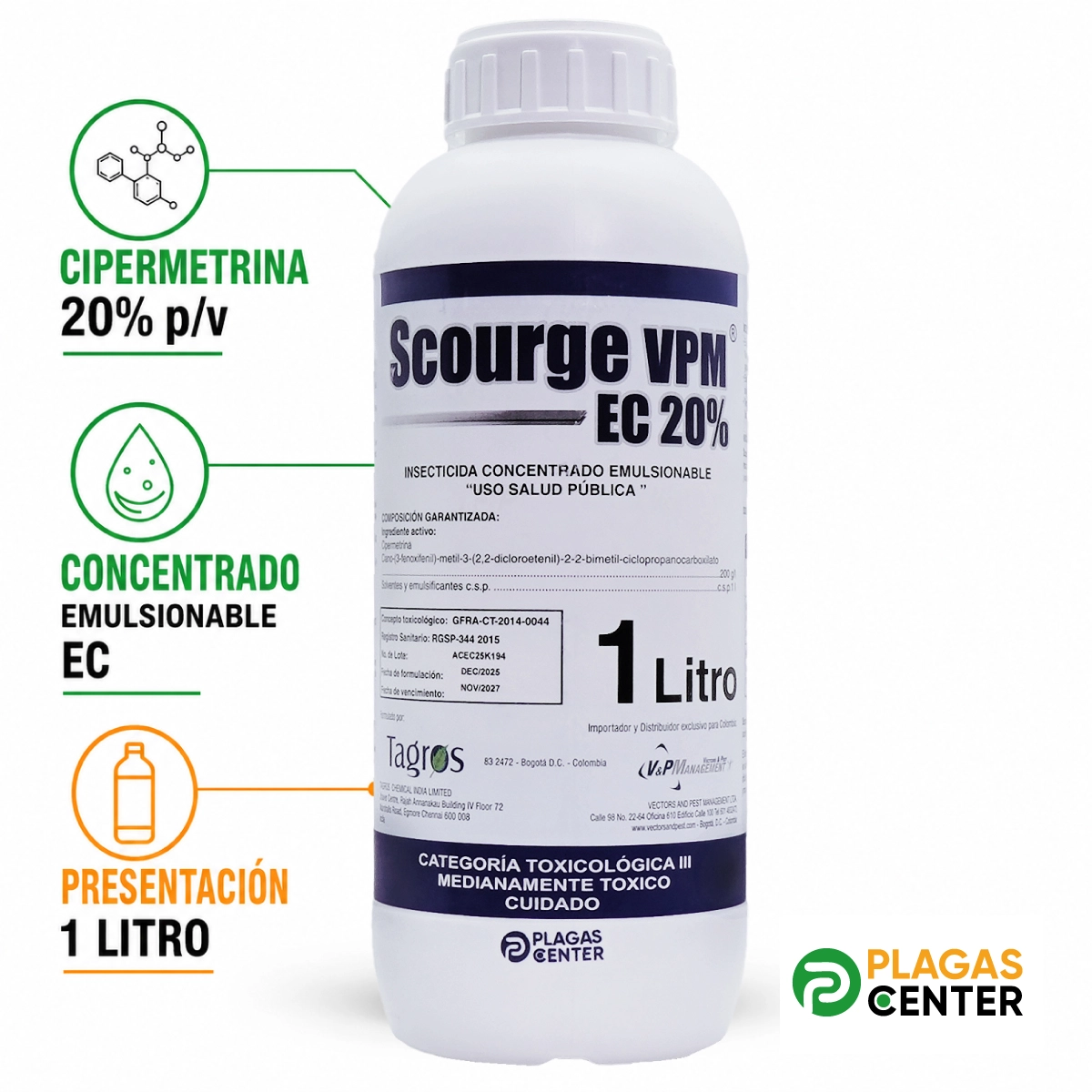Insecticida Scourge VPM EC 20% Litro 2 Insecticida Scourge VPM EC 20% Litro - Imagen 2