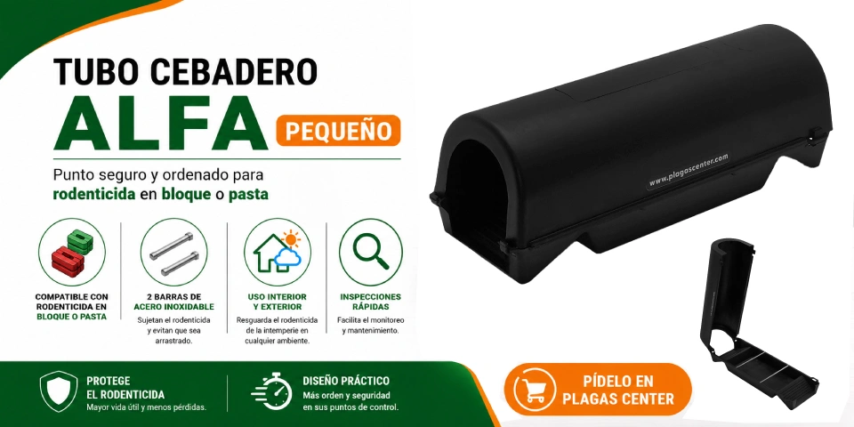 Tubo cebadero Alfa Pequeño 11 banner tubos en pvc para ratones