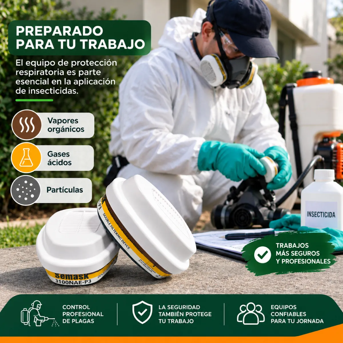 Filtros para gases ácidos, vapores orgánicos y partículas Semask REF 3100NAE-P3 3 Filtros para gases ácidos, vapores orgánicos y partículas Semask REF 3100NAE-P3 - Imagen 3