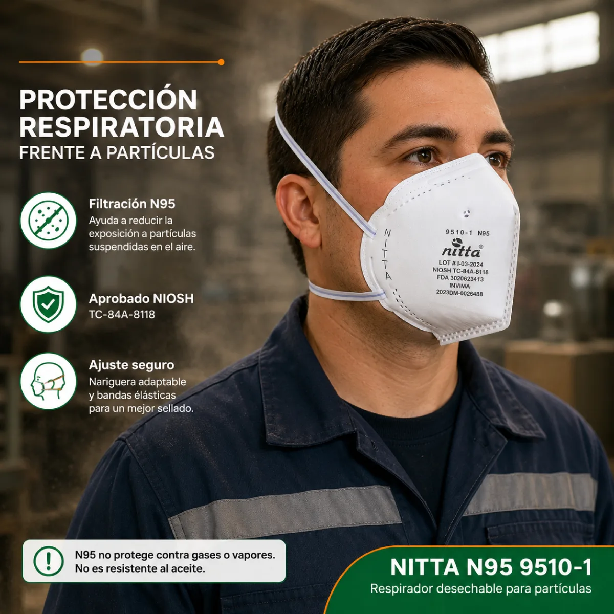 Tapabocas N95 Serie 9510 Nitta 3 Tapabocas N95 Serie 9510 Nitta - Imagen 3