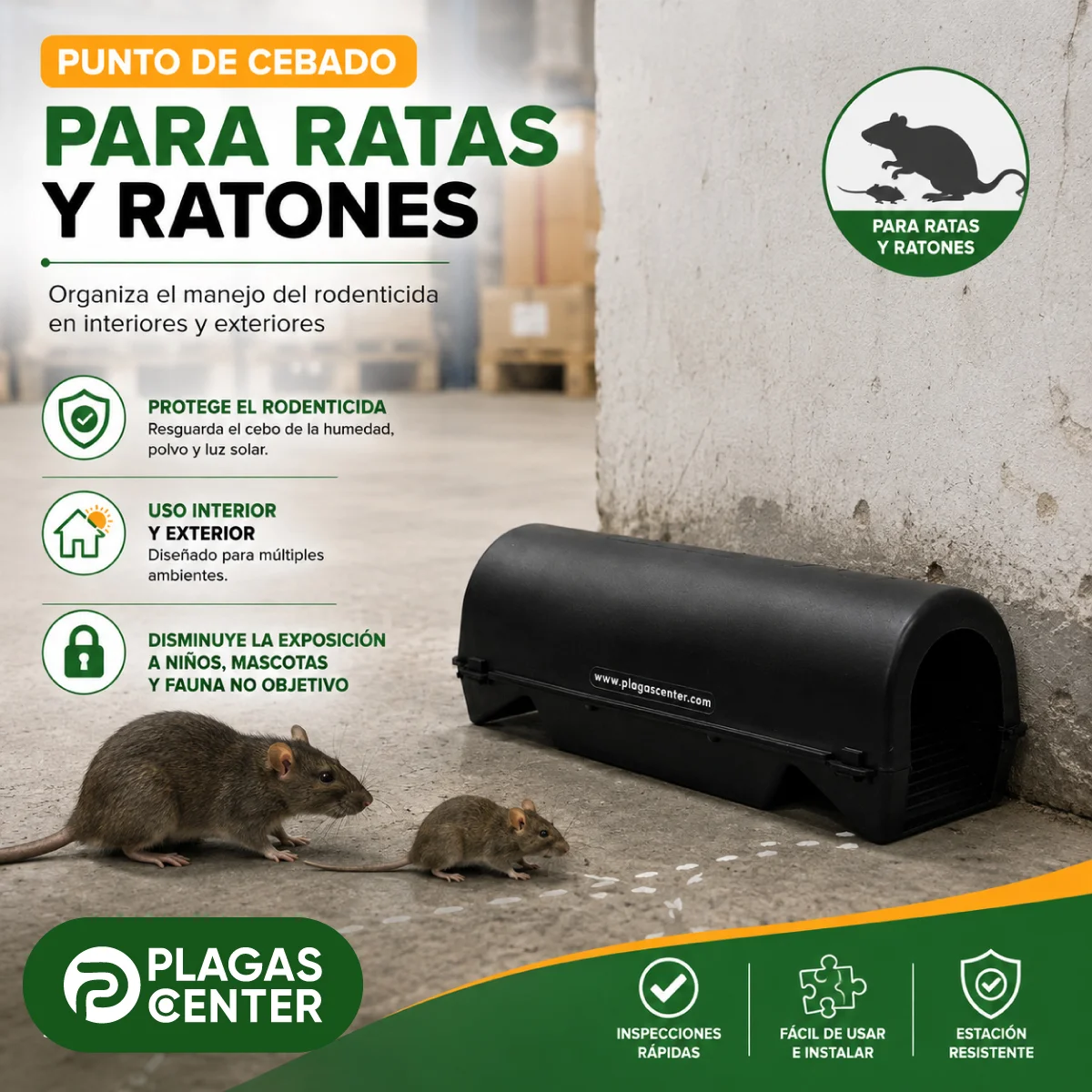 Tubo cebadero Alfa Pequeño 3 Tubo para rodenticidas en bloque