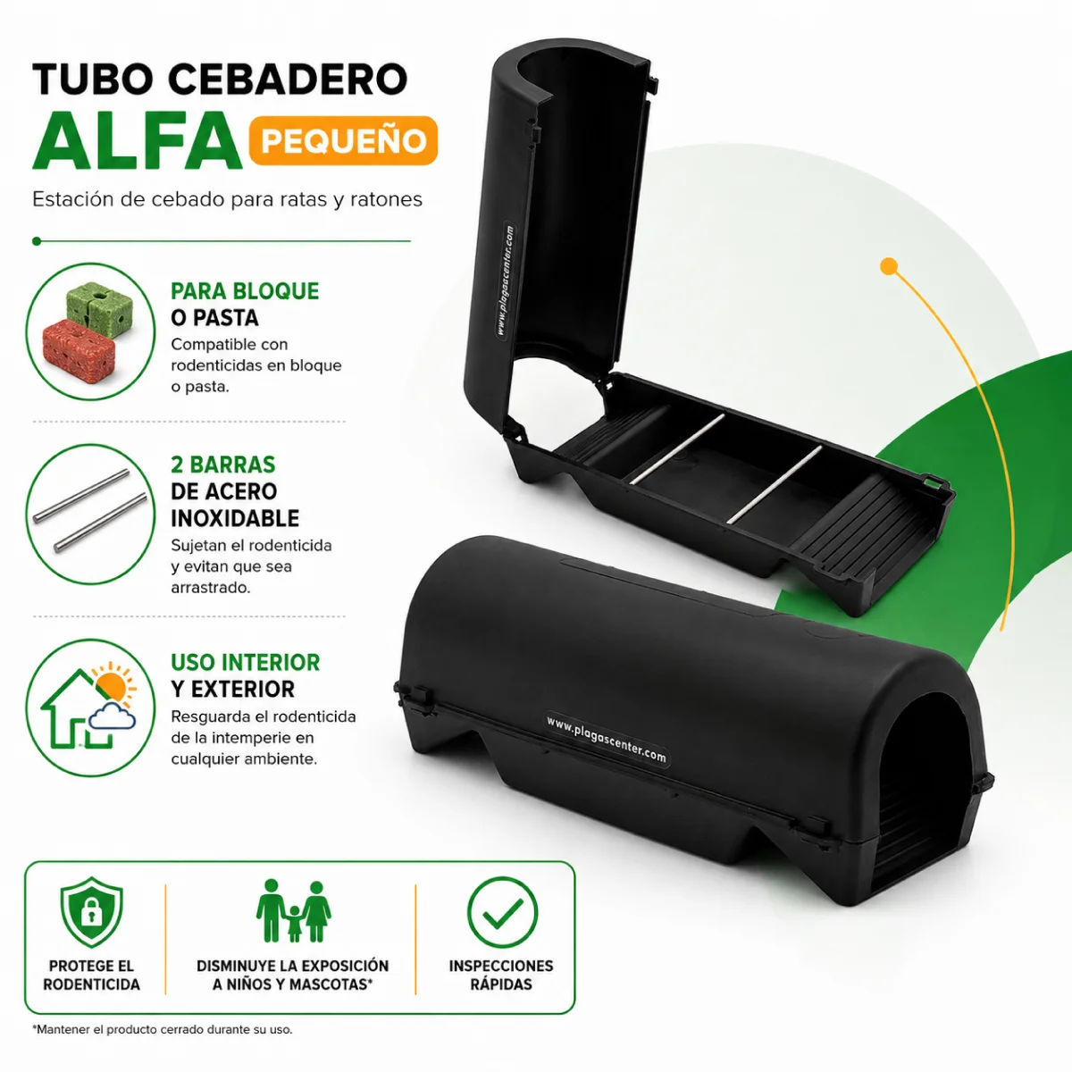 Tubo cebadero Alfa Pequeño 6 Tubos en pvc para ratones