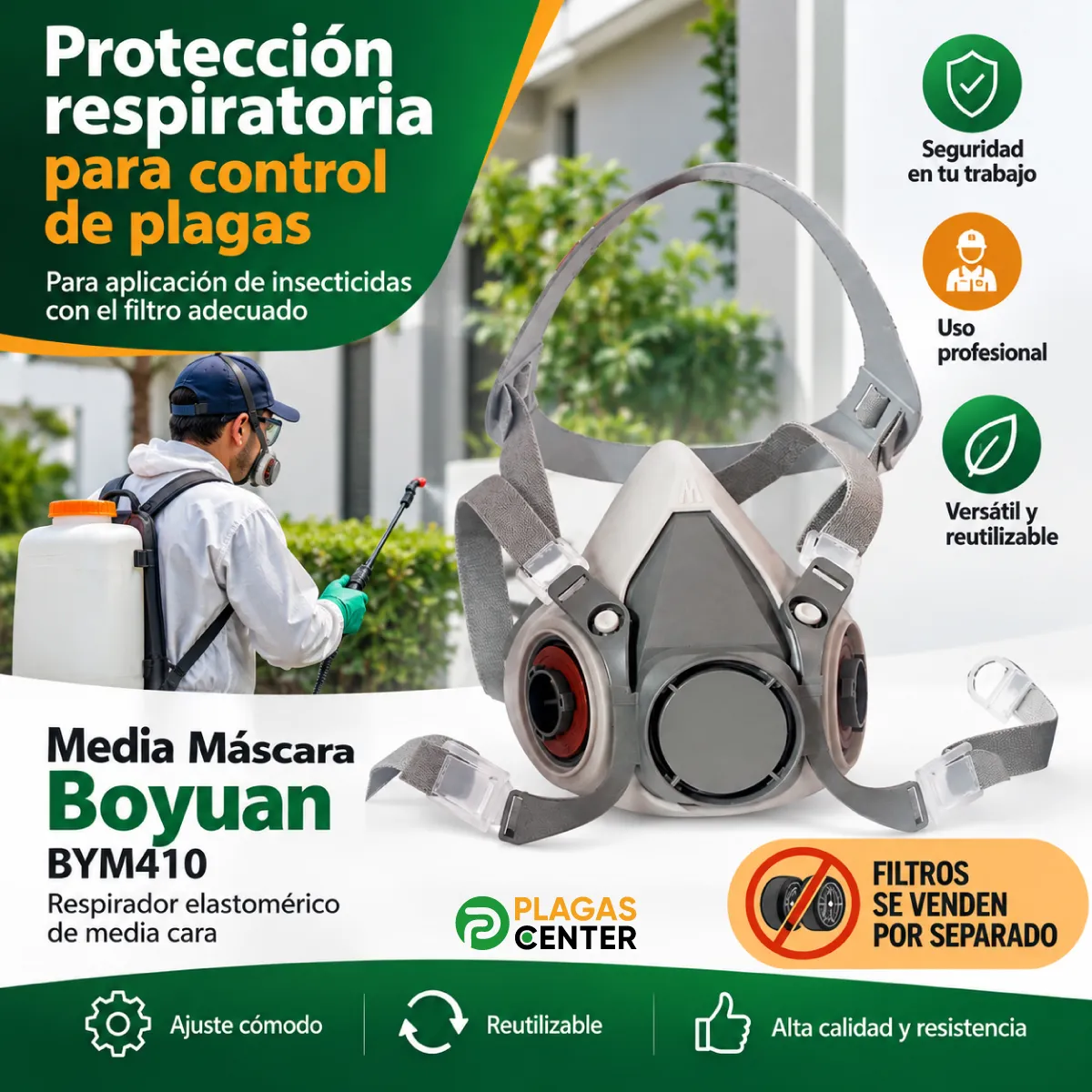 media mascara boyuan bym410 proteccion control plagas